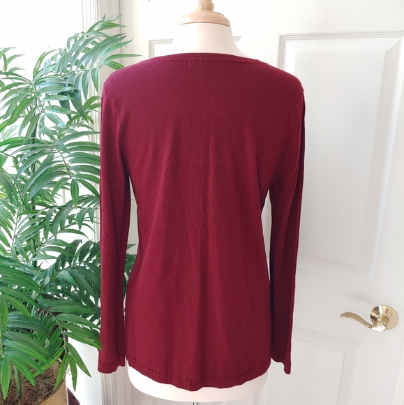 New York & Company Blouse Lace Up Sweater Medium - Picture 4 of 6